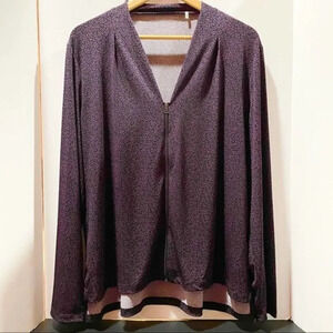 TAHARI Long Sleeve Workout Top Purple Size Large
